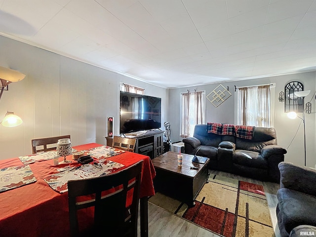 living room with wood finished floors