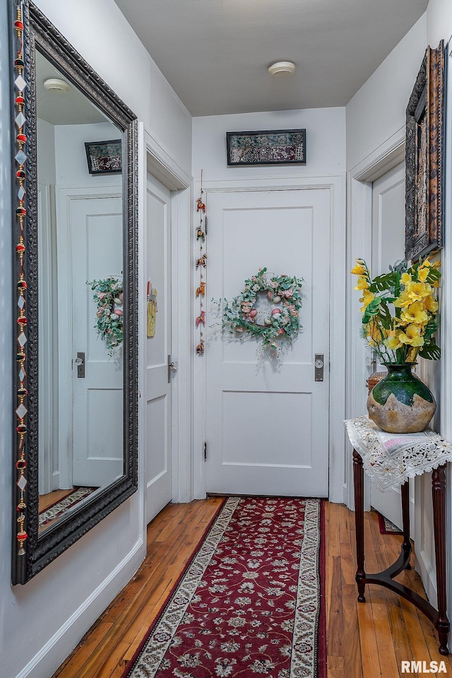 doorway featuring wood-type flooring