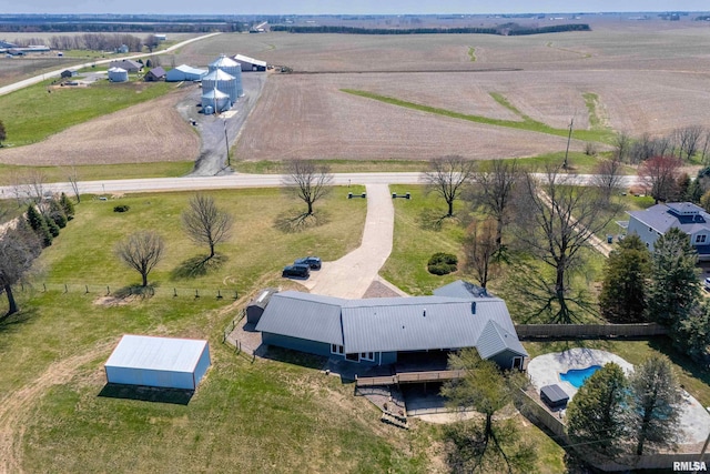 aerial view with a rural view