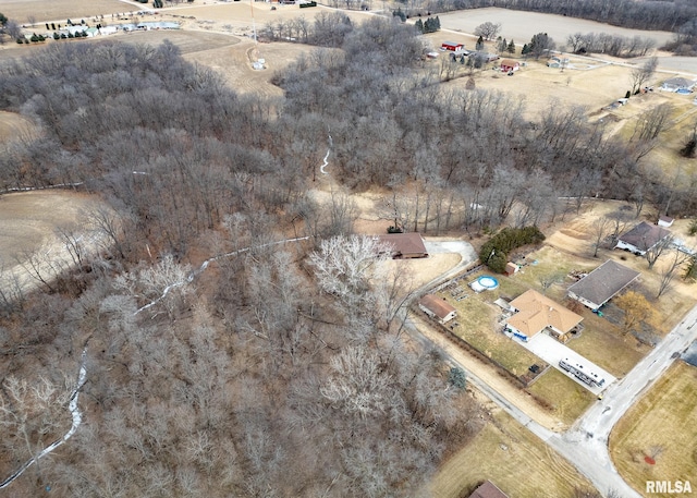 bird's eye view with a rural view