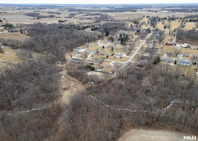 birds eye view of property featuring a rural view