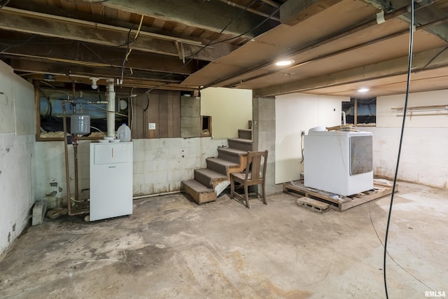 1500 W Tyler St, Herrin, IL 62948 - unfinished below grade area with washer / dryer and stairs