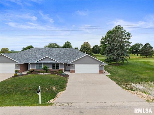 19109 Bluff Rd Unit D, Geneseo, IL 61254 - ranch-style home with an attached garage, brick siding, concrete driveway, and a front yard