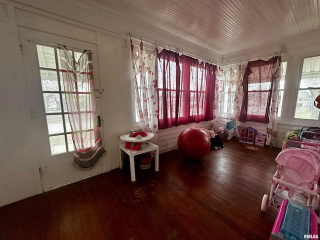 121 E Church St, Galatia, IL 62935 - interior space with wood ceiling, a wealth of natural light, and wood finished floors