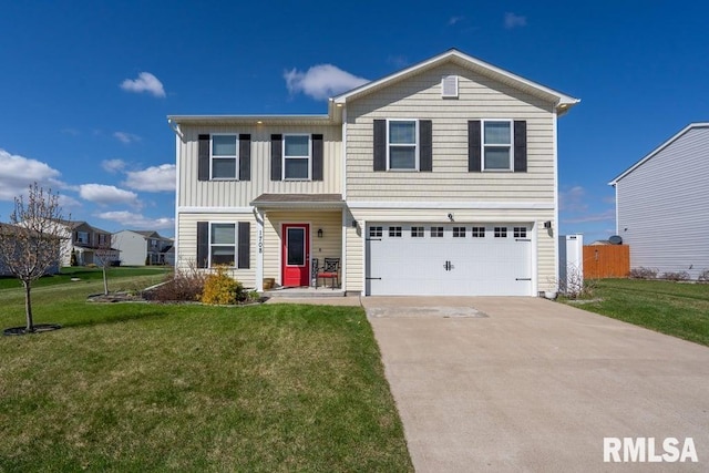 1708 Westport Dr, Davenport, IA 52804 - traditional-style house with a garage, board and batten siding, driveway, and a front yard