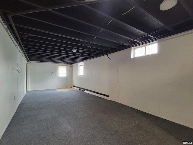 basement featuring carpet floors