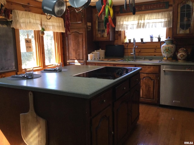 5453 Cherokee Ln, Carbondale, IL 62901 - kitchen featuring a healthy amount of sunlight, dishwasher, a sink, and black electric cooktop