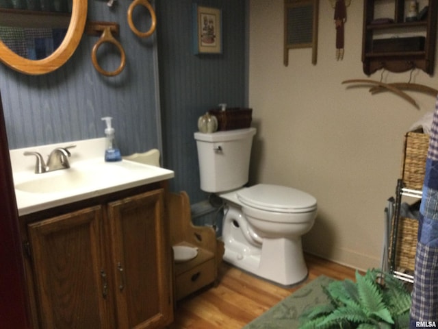5453 Cherokee Ln, Carbondale, IL 62901 - bathroom with toilet, wood finished floors, and vanity