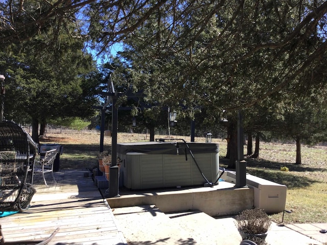 5453 Cherokee Ln, Carbondale, IL 62901 - exterior space with a wooden deck and a hot tub