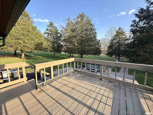 5453 Cherokee Ln, Carbondale, IL 62901 - wooden deck featuring a lawn
