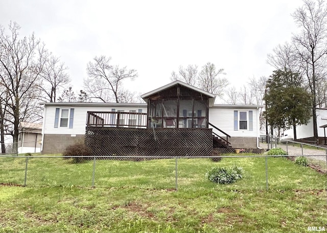 100 Little John Loop, Tunnel Hill, IL 62972 - rear view of house with a sunroom, a deck, and stairs