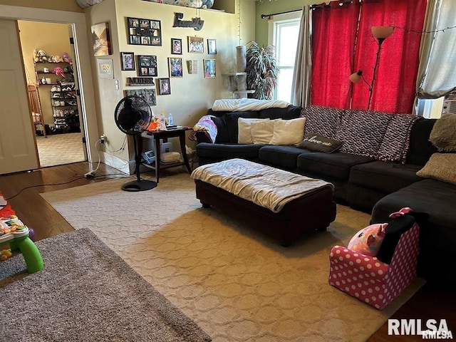 living room with wood finished floors