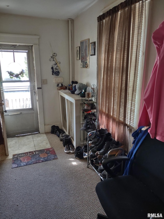 entryway featuring carpet floors