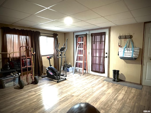 225 Arrowhead Dr, Goreville, IL 62939 - exercise area with a paneled ceiling and wood finished floors