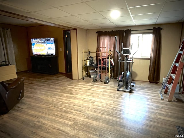 225 Arrowhead Dr, Goreville, IL 62939 - workout room with wood finished floors and a drop ceiling