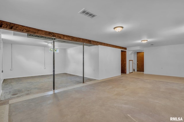 finished basement with visible vents