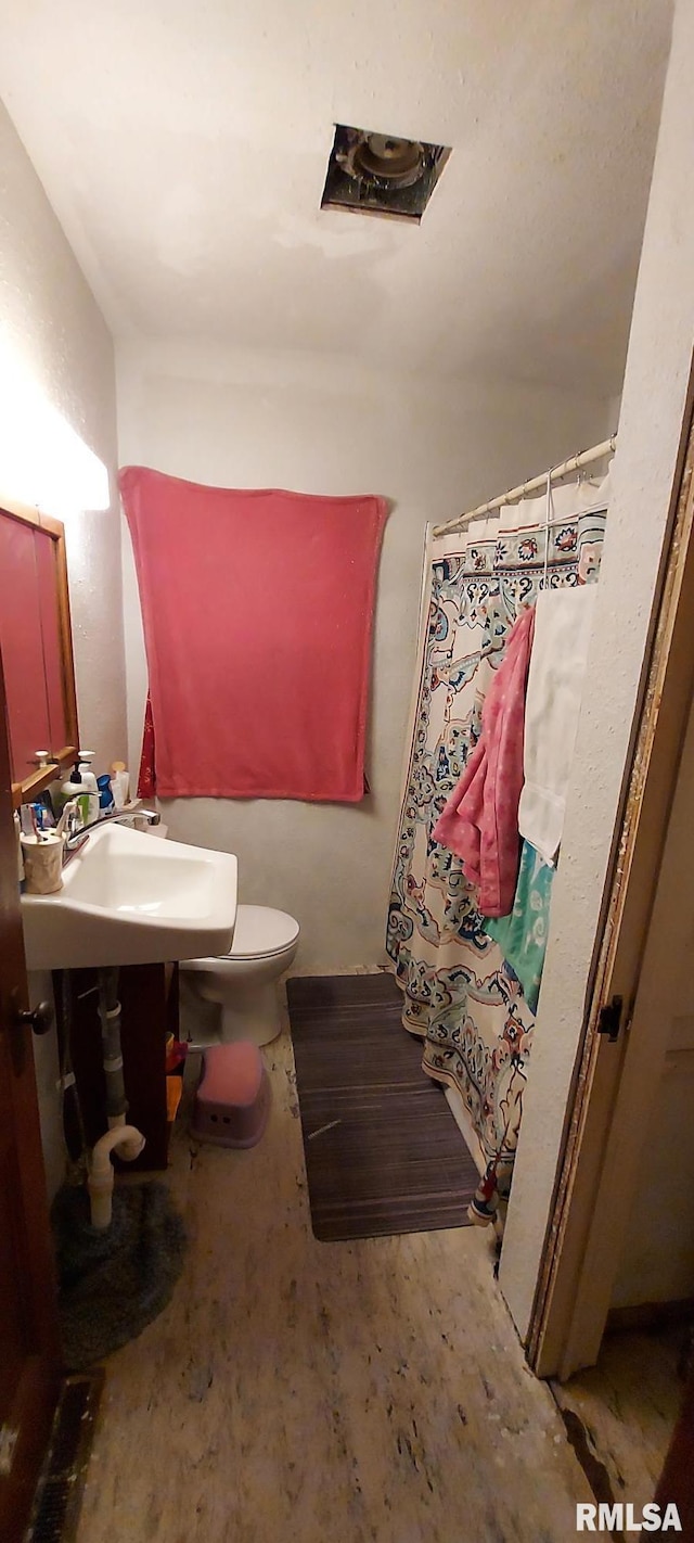 18304 W 206th St, Buffalo Prairie, IL 61237 - full bathroom with toilet, a sink, and curtained shower