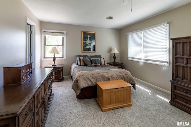 505 W College St, Energy, IL 62933 - bedroom with visible vents, baseboards, and light carpet