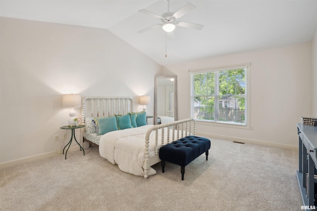 1357 Pinnacle Pines Ct, Bettendorf, IA 52722 - bedroom with lofted ceiling, carpet flooring, baseboards, and a ceiling fan