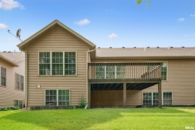 1357 Pinnacle Pines Ct, Bettendorf, IA 52722 - rear view of house featuring a lawn and a wooden deck