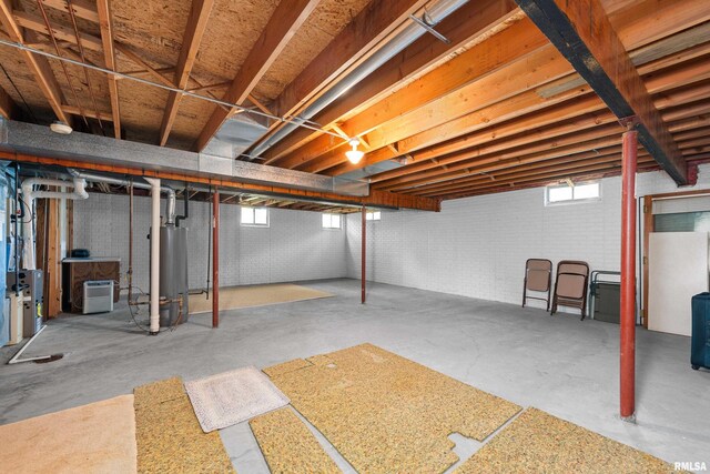 basement with gas water heater