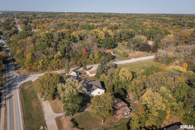 drone / aerial view with a forest view