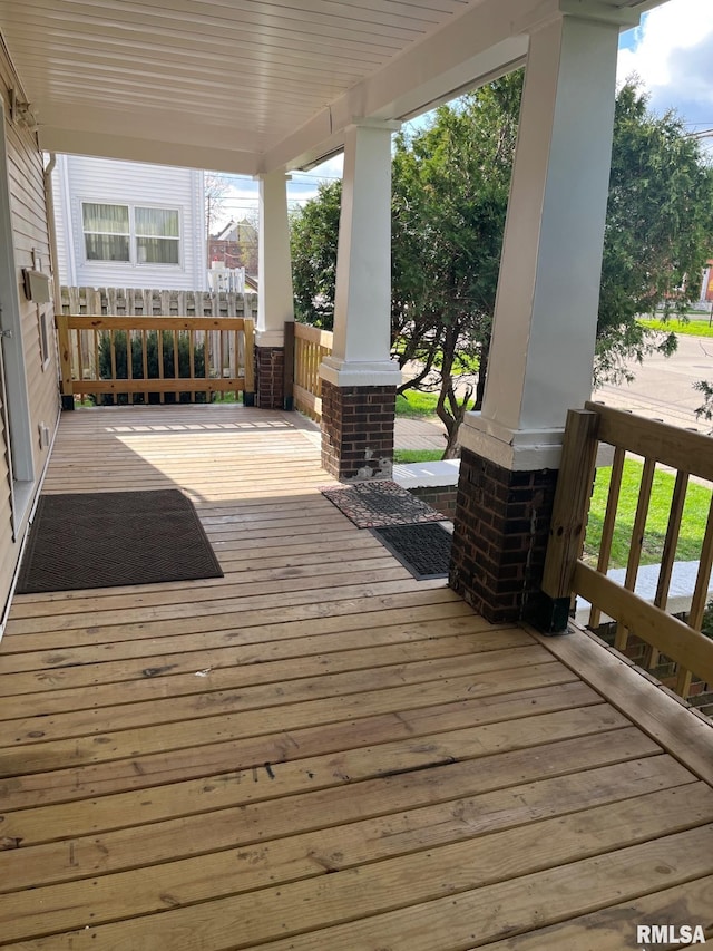 deck featuring a porch