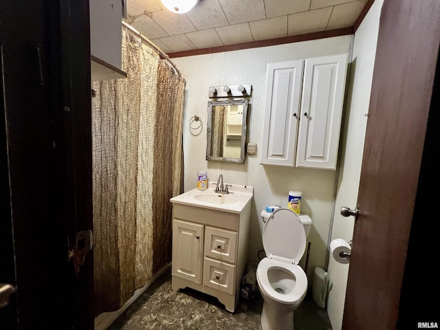 57 W 3rd St, New Burnside, IL 62967 - full bathroom featuring a shower with shower curtain, toilet, and vanity
