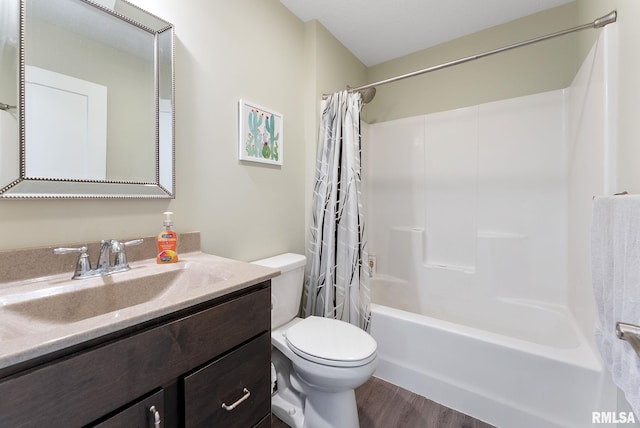 4743 Pheasant Creek Ave, Davenport, IA 52807 - full bathroom with shower / tub combo, toilet, vanity, and wood finished floors