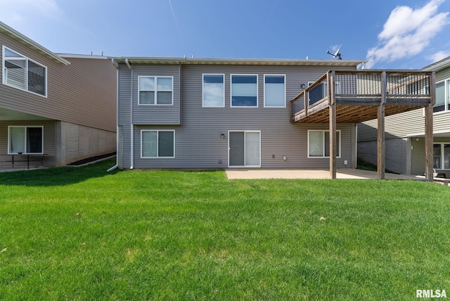 4743 Pheasant Creek Ave, Davenport, IA 52807 - rear view of house with a lawn, a wooden deck, and a patio
