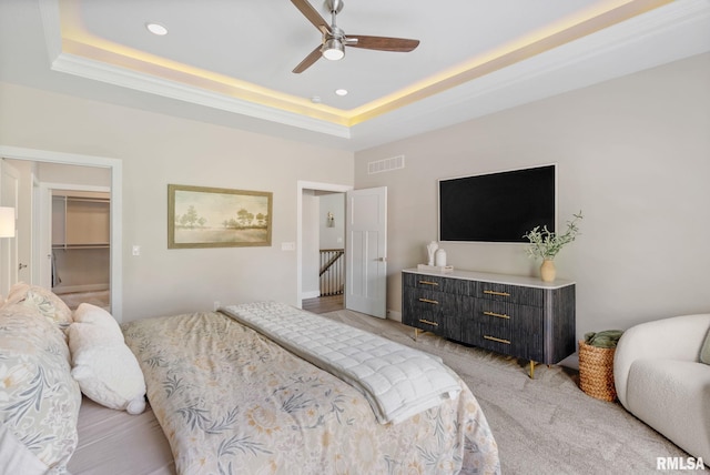 4048 Meadowlark Ct, Bettendorf, IA 52722 - bedroom with visible vents, recessed lighting, and a tray ceiling