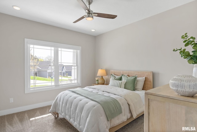 4048 Meadowlark Ct, Bettendorf, IA 52722 - carpeted bedroom featuring recessed lighting, ceiling fan, and baseboards