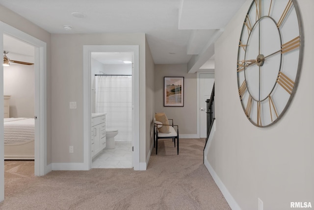 4048 Meadowlark Ct, Bettendorf, IA 52722 - hall with baseboards and light carpet