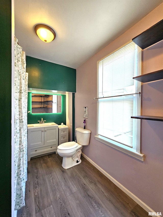 1731 W 5th St, Davenport, IA 52802 - full bathroom with wood finished floors, vanity, baseboards, and healthy amount of natural light