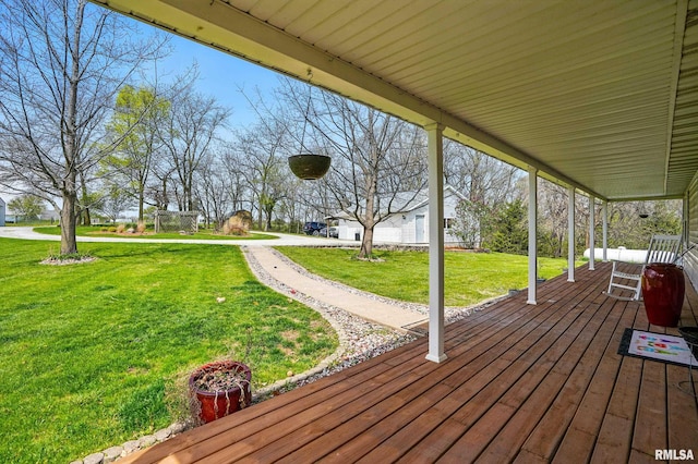 deck with a yard