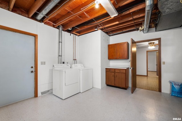 unfinished below grade area with separate washer and dryer and light floors