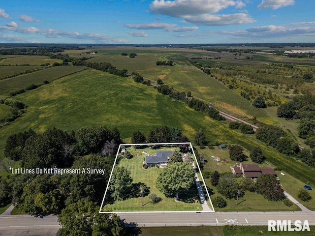 aerial view with a rural view