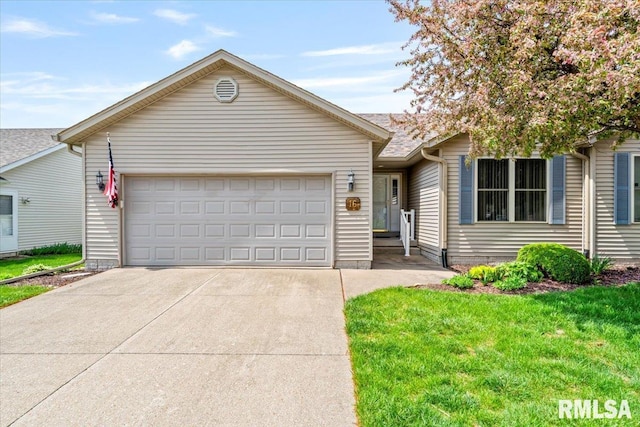 5200 Villa Dr, Davenport, IA 52806 - ranch-style home featuring an attached garage, driveway, and a front lawn