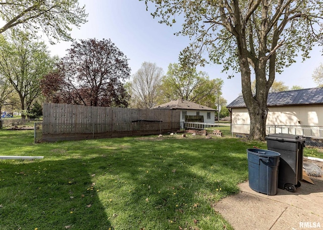 view of yard featuring a fenced backyard
