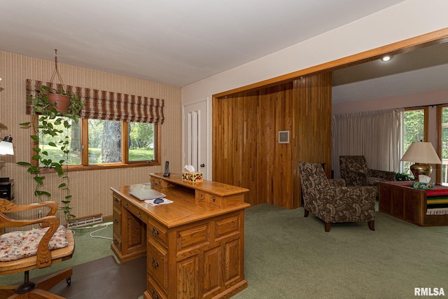 28018 230th St, Le Claire, IA 52753 - office with carpet floors and wallpapered walls