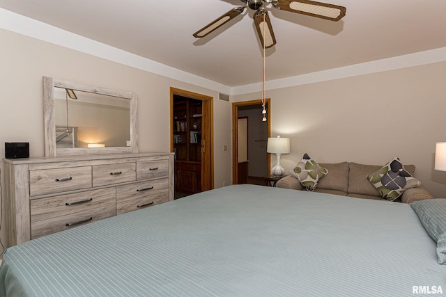 28018 230th St, Le Claire, IA 52753 - bedroom featuring visible vents and ceiling fan