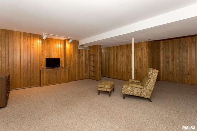 28018 230th St, Le Claire, IA 52753 - unfurnished room with carpet flooring, wood walls, and visible vents