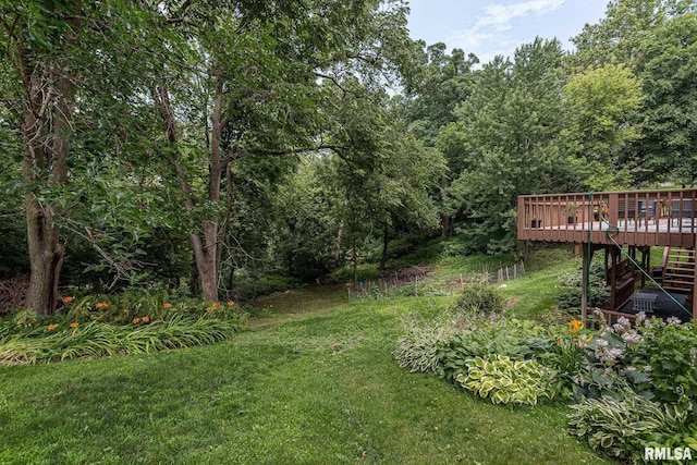 28018 230th St, Le Claire, IA 52753 - view of yard featuring a wooden deck