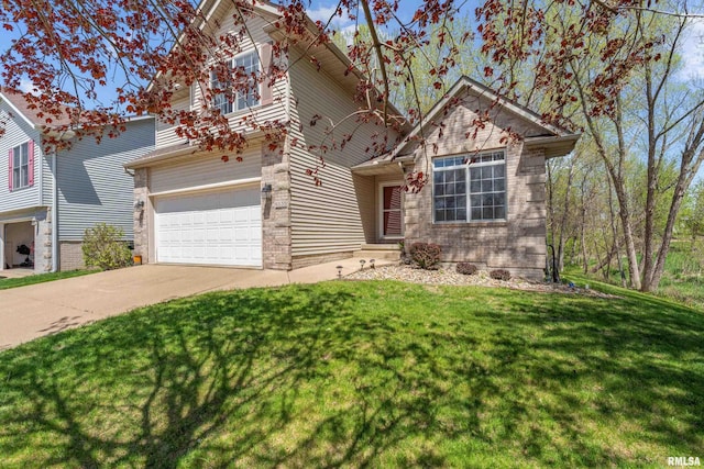 6135 Hillandale Rd, Davenport, IA 52806 - traditional-style home with a garage, a front lawn, and concrete driveway