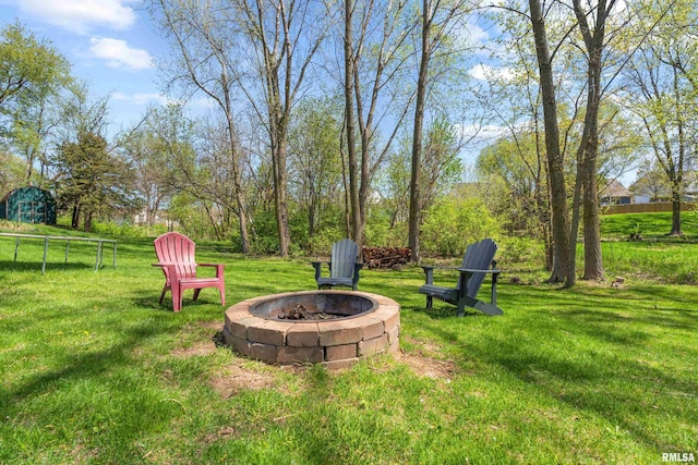 6135 Hillandale Rd, Davenport, IA 52806 - view of yard with a fire pit