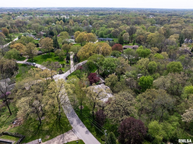 aerial view featuring a forest view