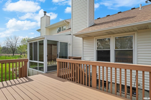 deck featuring a sunroom