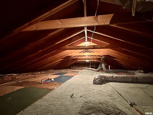 view of unfinished attic