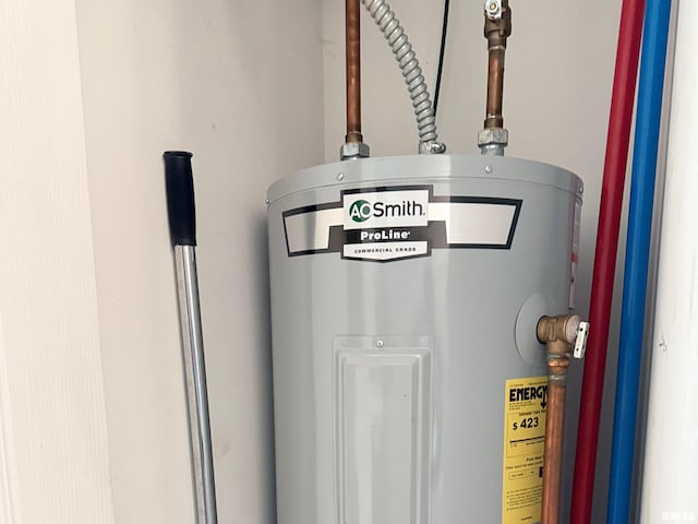 utility room featuring electric water heater