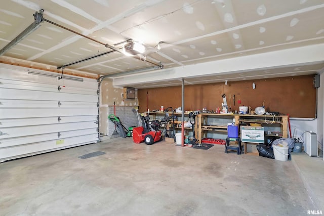 garage with a garage door opener